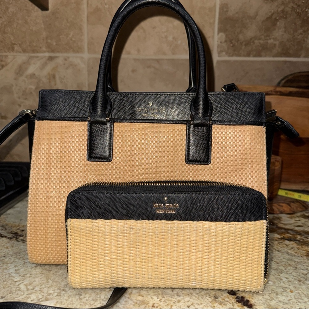 Kate Spade New York Cameron Street Candace Raffia & leather with wallet